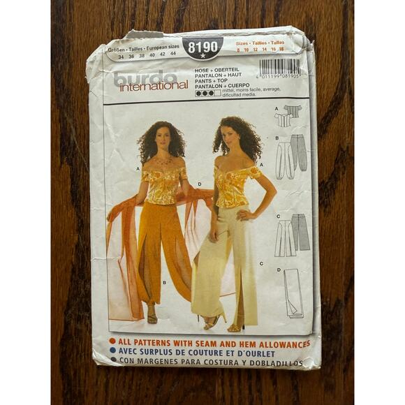 Vintage Burda 8190 Harem Pants Opt. Evening Special Occasion or Casual Day Beach - Picture 2 of 8